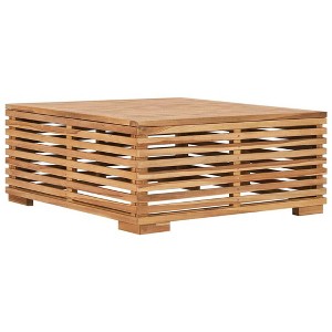 vidaXL Sectional Sofa Patio Modular Seat with Cushions and Table Solid Teak Wood - Cream Table and Footrest - 1 of 4