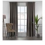 Towels Beyond Extra Long Room Darkening Faux Velvet Curtain Panels Set of 2, Stone