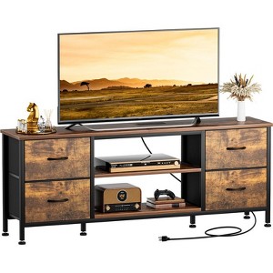 Gikpal Dresser TV Stand for 50 inch TV, Wide Dressers & Chests of Drawers with Charging Station & 4 PU Drawers Storage, Console Sofa Table for Bedroom - 1 of 4