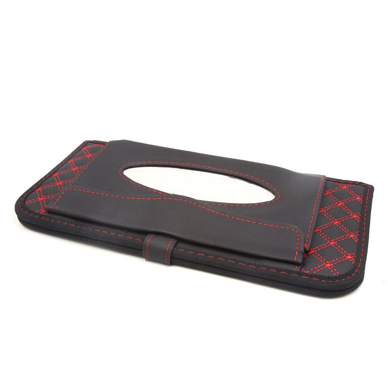 Unique Bargains Mutifuntional Car Sun Visor Tissue Box Napkin Holder CD Storage Pocket Black Red 12.8" x 6.2" x 0.9", 3 of 7