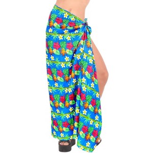 LA LEELA Women's Beachwear Summer Bikini Wraps Beach Wrap Swimwear Swim Cover Up Skirt Swimsuit Sarong Coverups for Women One Size Blue,Floral - 1 of 4