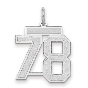 Black Bow Jewelry 14k White Gold, Jersey Collection, Medium Number 78 Pendant - 1 of 3