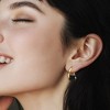 Ross-Simons Onyx Hoop Earrings in 18kt Gold Over Sterling - 2 of 3