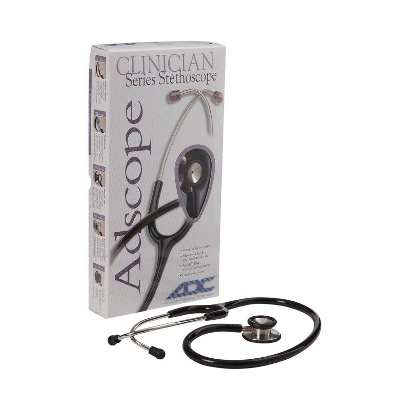 Adscope 603 Clinician Stethoscope, Black Tube, 22 inch 603BK, 1 Ct, 1 of 4