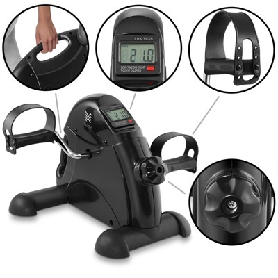 Compact Black Plastic Under Desk Pedal Exerciser with LCD Display