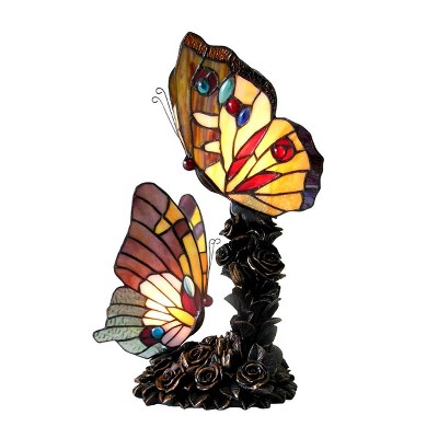 Chloe Lighting Edith 1 Tiffany-style 2 Light Butterfly Table Lamp 10" Wide