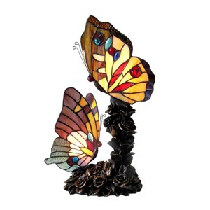 Chloe Lighting Edith 1 Tiffany-style 2 Light Butterfly Table Lamp 10" Wide - 1 of 2