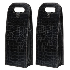 Unique Bargains Foldable Reusable PU Leather 2 Bottle Wine Gift Bag for Picnic Party 2 Pcs - 1 of 3