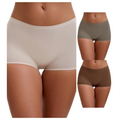INSPIRE CHIC Women's High Waist Seamless Boyshorts Elastic Waistband Ice Silk Breathable Shorts 3 Packs