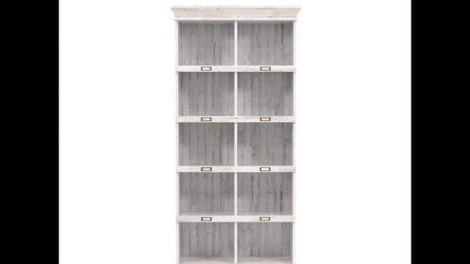 75&#34; Barrister Lane Tall Bookcase White Plank - Sauder: Mid-Century Modern Style, 10-Shelf Storage, Wood Composite, Label Tags, 2 of 7, play video