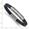 Black Bow Jewelry Stainless Steel & Navy Blue Leather Antiqued I.D. Bracelet, 8.25 Inch - 4 of 4