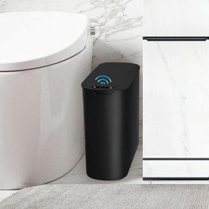Automatic Motion Sensor Bathroom Trash Can with Lid, 2.6 Gallon Touchless Trash Bin, Smart Garbage Can - 1 of 4