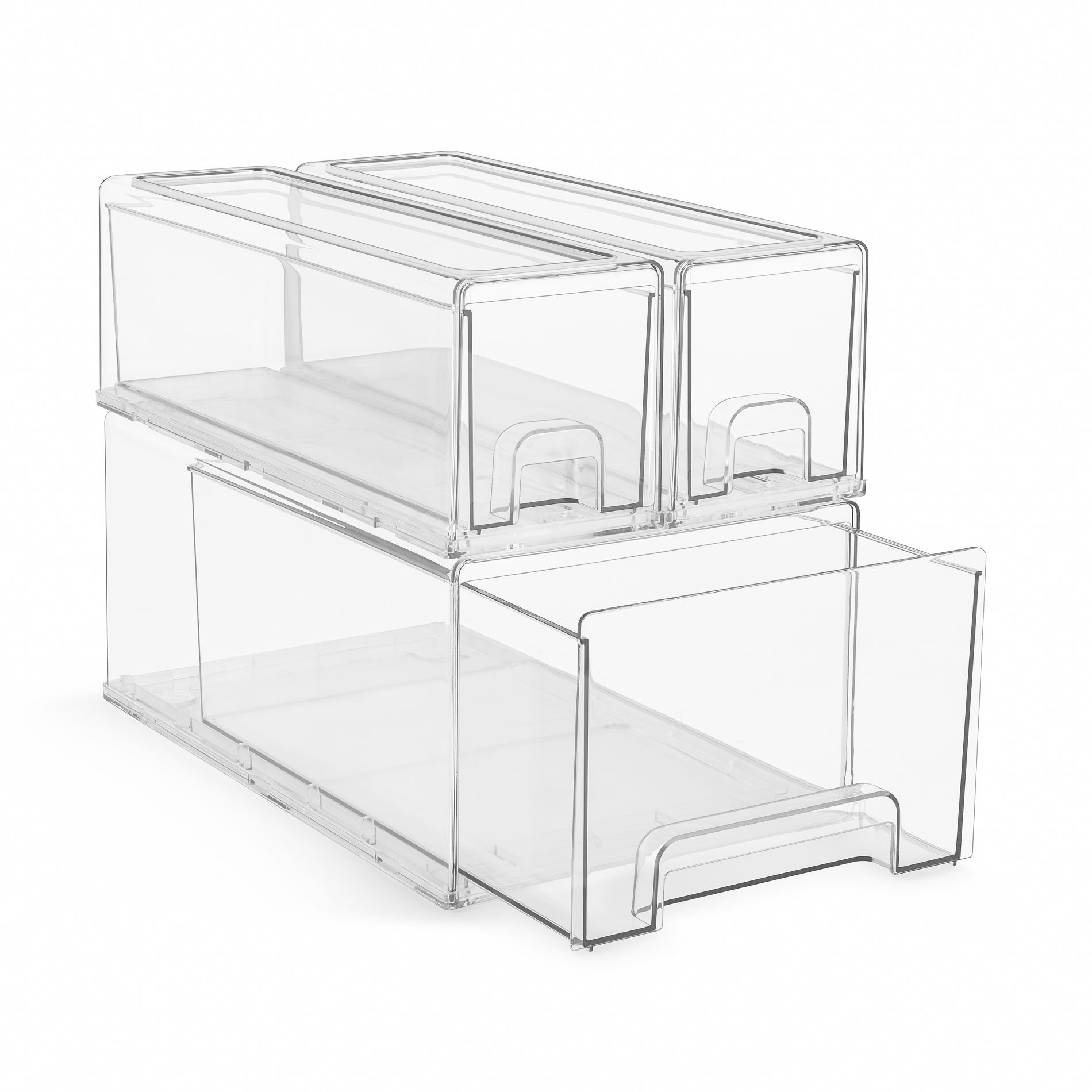 Sorbus (3 Pack) 1 Large & 2 Small Clear Plastic Stackable Drawers with Handles - LaundryOffice, Closet, Home, Bathroom, Organization and Storage