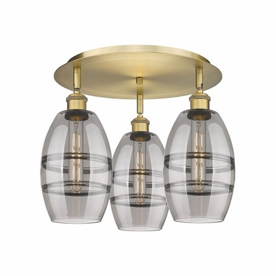 Vaz - 3 Light Flush Mount In Industrial Style-9.13 Inches Tall and 17.63 Inches Wide