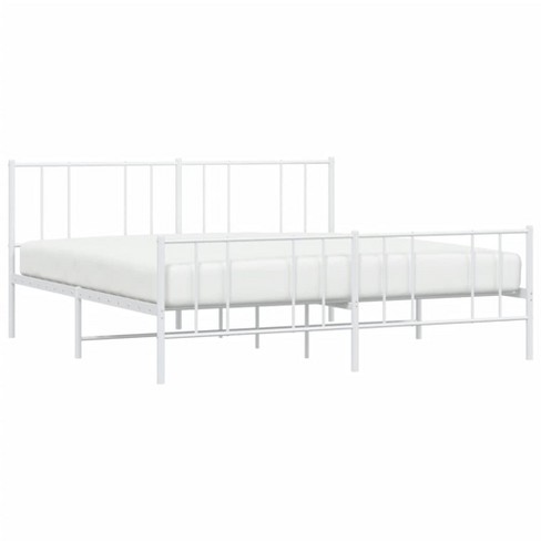 vidaXL Powder-Coated Steel Metal Bed Frame with Headboard, Footboard, Comfortable Back Support and Extra Underneath Storage Space - image 1 of 4