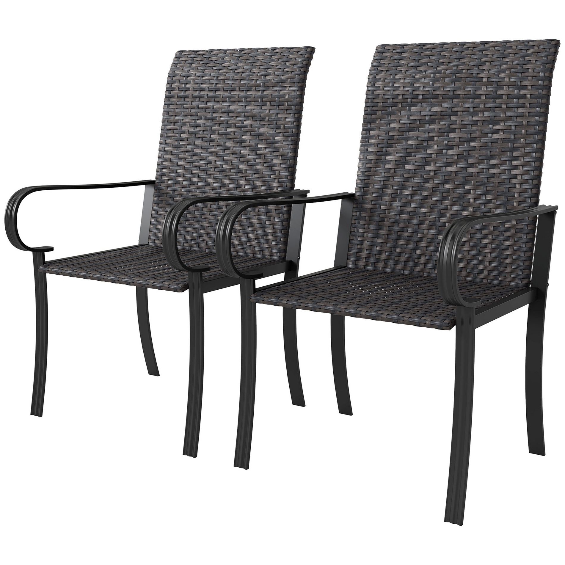 Aghana Digitals 2-Piece Brown Outdoor Dining Chairs: PE Rattan Woven, Steel Frame, High Back & Brown 60.00×68.00×103.00 in