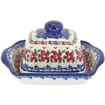 Blue Rose Polish Pottery Calico Small Butter Dish