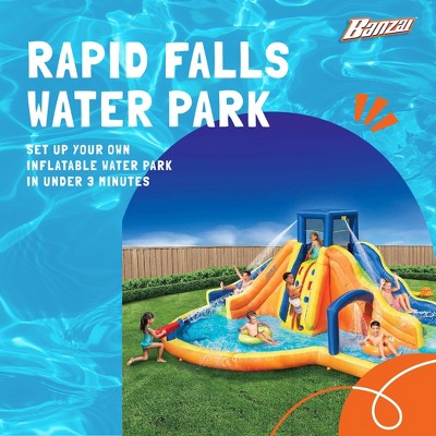 Banzai Rapid Falls Blue and Orange Inflatable Water Park with Dual Slides