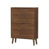 Maliang 31.5" Walnut Shoe Storage Cabinet, Fence Shoe Cabinet with 2 Flip Drawers, Suitable For Corridors And Entrances - 3 of 4