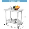 36x24x35 Inch Stainless Steel Table, NSF Heavy Duty Worktable with Adjustable Undershelf, Commercial Metal Table for Kitchen,36"x24"x35" w/ wheels - 4 of 4