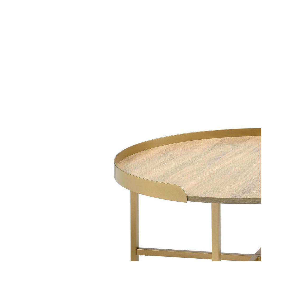 Acme Furniture Mithea Coffee Table Oak Table Top/Gold Finish - thumbnail 3