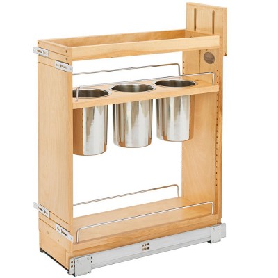 Rev-A-Shelf 448UT-BCSC 448UT Series Kitchen Utensil Pull Out Cabinet Organizer with Shelves and Soft-Close Slides for Kitchen Base Cabinets