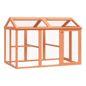 vidaXL Small Animal House/Rabbit Hutch with Pine Wood and Wire Mesh - 55.5" L x 37" W x 40.9" H - 1 of 4