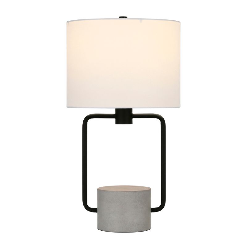 Hampton &#38; Thyme 22&#34; Tall Table Lamp with Fabric Shade Blackened Bronze/Concrete/White, 4 of 9