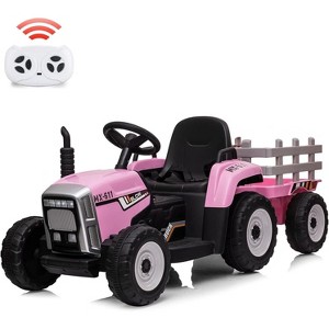 Kids Ride On Tractor, 12V Toddler Battery Powered Electric Vehicle with Slow Start 7LED Headlights USB Music Player 2+1 Gear Shift - 1 of 4