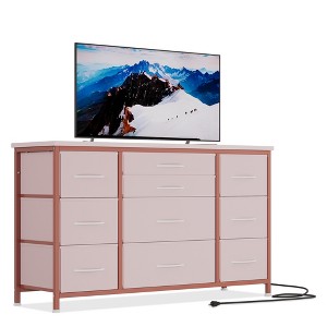 55" TV Stand with 10 Fabric Drawers & Charging Station, Storage Dresser for Bedroom/Living Room, 47.2" Wide Media Console - 1 of 4