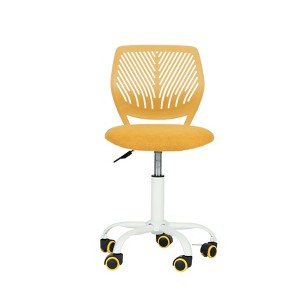 FurnitureR Kids Desk Chair, Compact Rolling Home Office Task Chair with Wheels, Height Adjustable Study Seat for Students, Lime Yellow - 1 of 4