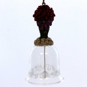 Jim Shore 4.75 In Poinsettia Glass Bell Ornament Christmas Tree Ornaments - 1 of 2