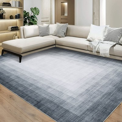 Area Rug Modern Ombre Bordered Machine Washable Rug for Living Room Bedroom Border Gradient Stain Resistant Accent Rug