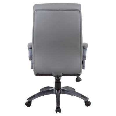 Ergonomic Swivel Executive Chair in Gray LeatherPlus with Metal Base
