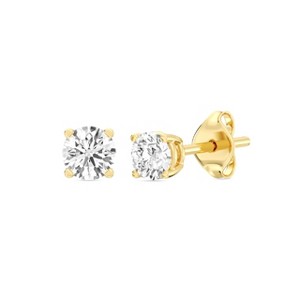 Gilded Lab-Grown Diamond Stud Earrings for Women | 925 Sterling Silver Studs and 14KT Gold 925 Plated Silver | Hypoallergenic Fine Jewelry - 1 of 4