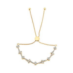 Haus of Brilliance Silver Diamond Accent Heart and Wave Link Bolo Bracelet - 6" to 9" Adjustable - 1 of 4