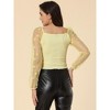INSPIRE CHIC Women's Square Neck Mesh Sheer Star Print Long Sleeve Textured Crop Blouse - 4 of 4