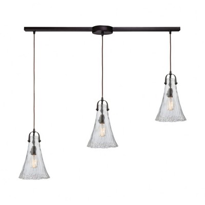 Elk Home Hand Formed Glass 3 - Light Chandelier in  Oil Rubbed Bronze