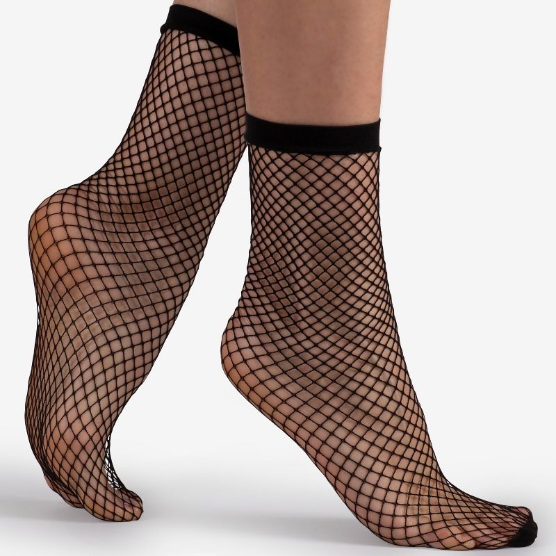 LECHERY Women's Fishnet Socks (1 Pair) - Black, One Size Fits Most, 2 of 5