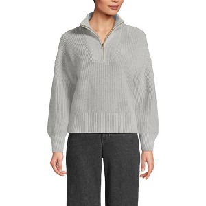 Lands' End Women's Drifter Shaker Wedge Quarter Zip Sweater - 1 of 3