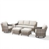 Buenhomino 6 Piece Patio Conversation Sets with Sofa Couch, Rattan Wicker Swivel Chairs with 2 Ottoman, Coffee Table & Cushions, Outdoor Furniture Set - 3 of 3