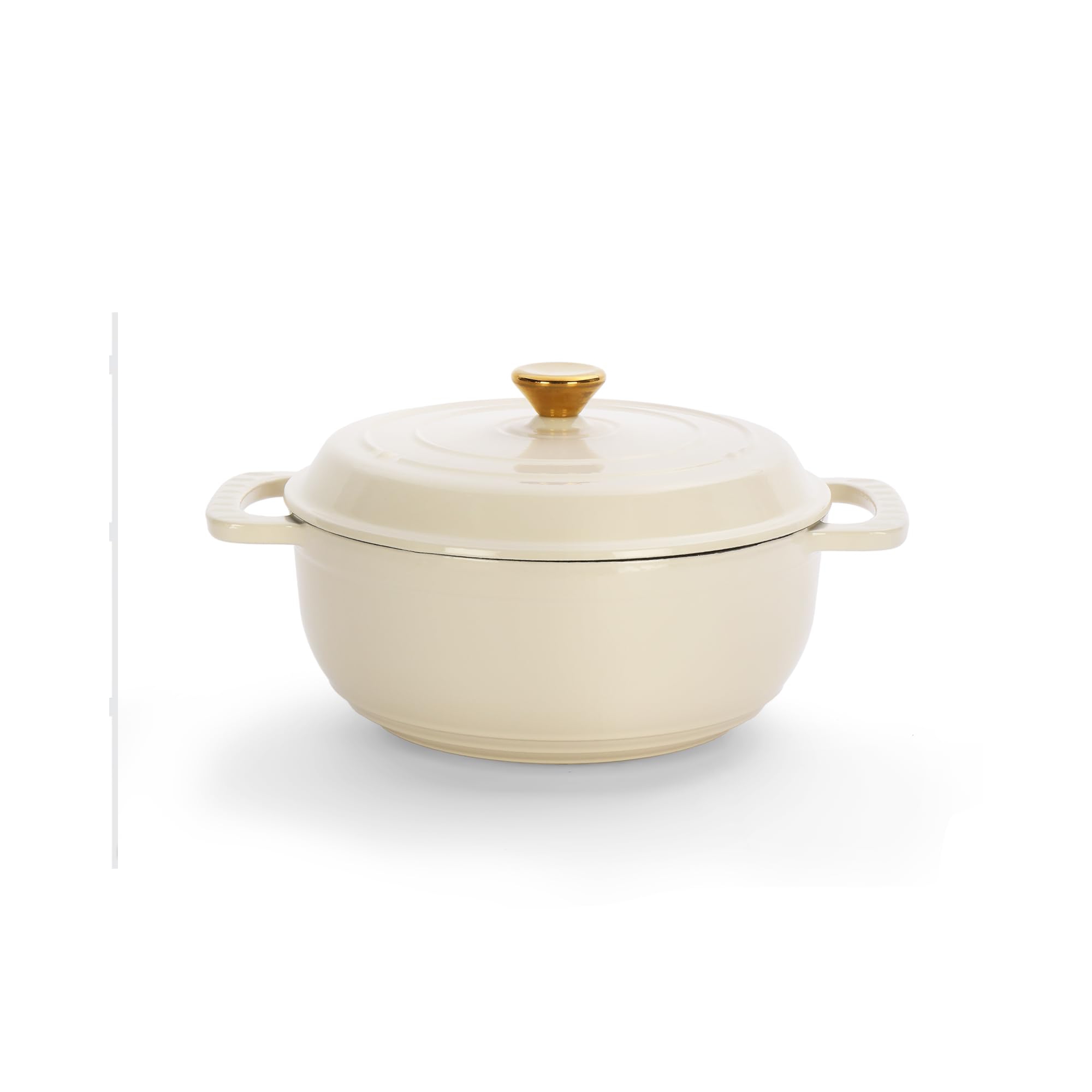 ROVSUN 5 Quart Enameled Cast Iron Dutch Oven with Lid, Dual Handles, Oven Safe up to 500°F or on Stovetop-White