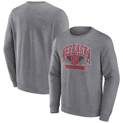 Ncaa Nebraska Cornhuskers Men's Gray Crew Neck Fleece Sweatshirt