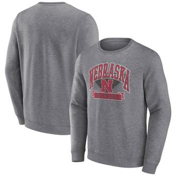 NCAA Nebraska Cornhuskers Men's Gray Crew Neck Fleece Sweatshirt