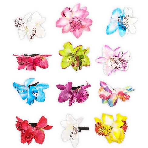Okuna Outpost 12 Pack Orchid Flower Alligator Decorative Hair Clips, Cute Hair  Accessories For Women Girls : Target