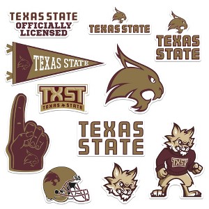 Texas State University 10ct Vinyl Large Deluxe Stickers Variety Pack - 1 of 4