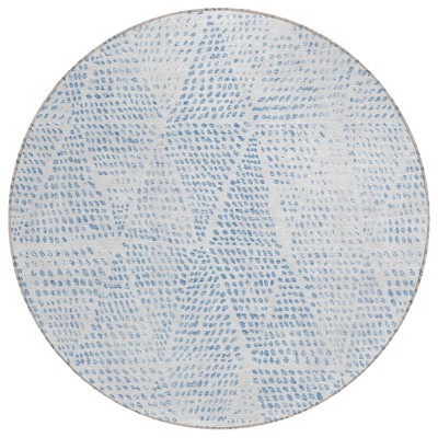 Denim Blue Ivory And Gray Geometric Washable Indoor Outdoor Area Rug