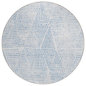 Denim Blue Ivory And Gray Geometric Washable Indoor Outdoor Area Rug - 1 of 4