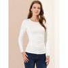 Allegra K Women's Round Neck Long Sleeves Ruched Casual Fitted Top - 2 of 4
