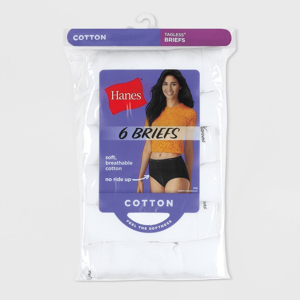 Hanes Women's Core Cotton Briefs Underwear 6pk - 8, White